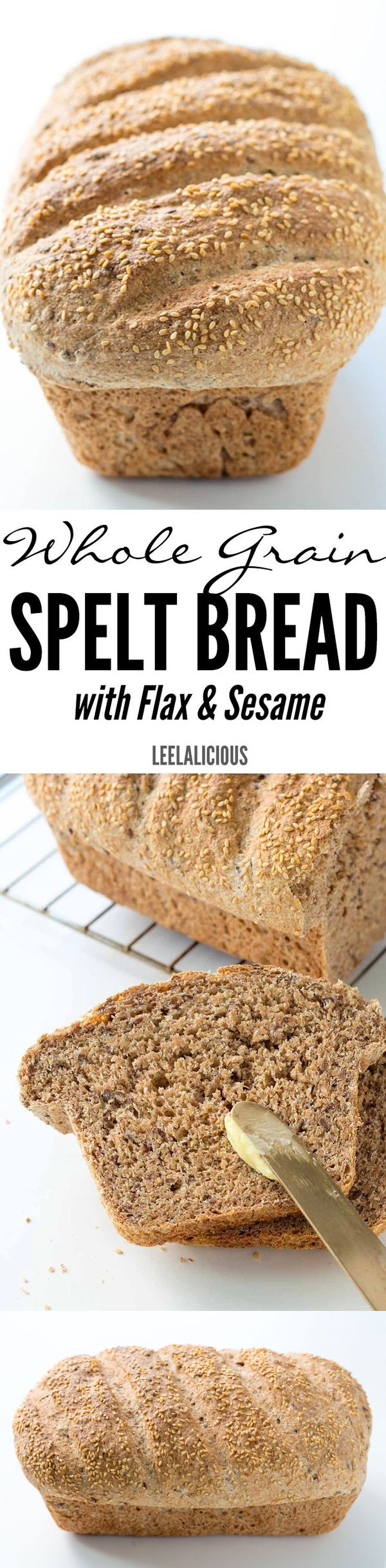Easy Whole Grain Spelt Bread with Flax and Sesame