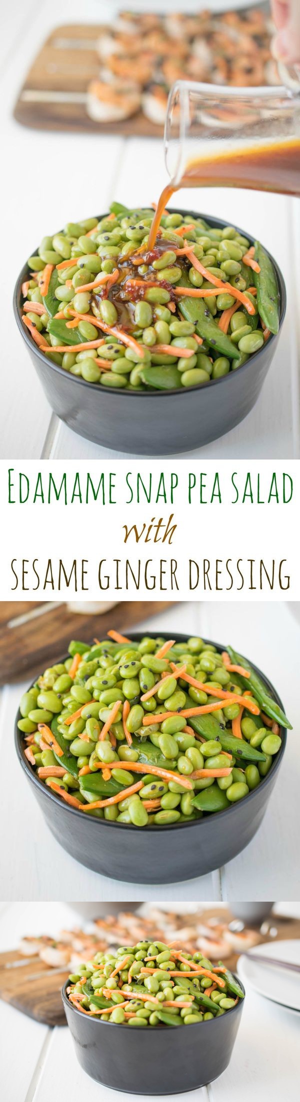 Edamame snap pea salad with sesame ginger dressing