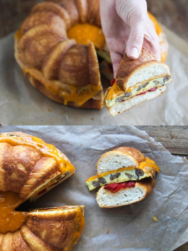 Egg, Sausage, and Cheese Bundt Breakfast Sandwich