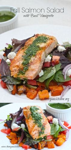 Fall Salmon Salad with Basil Vinaigrette