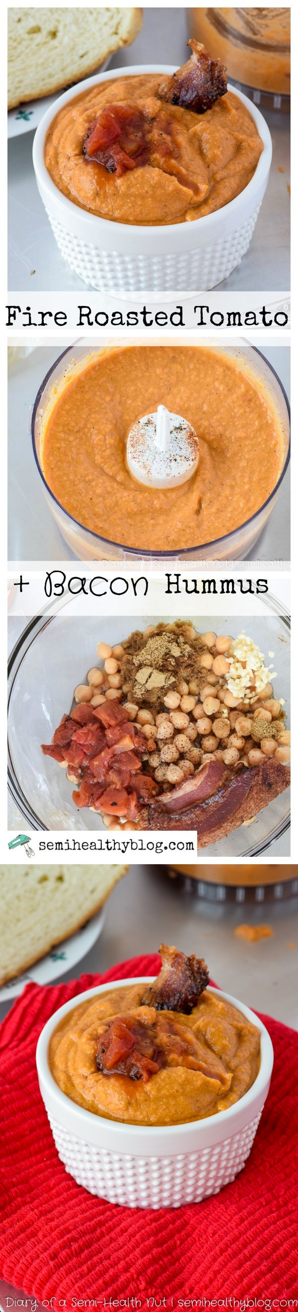 Fire Roasted Tomato Hummus with Bacon