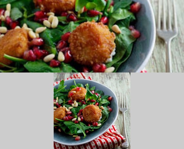 Fried Goat's cheese & Pomegranate salad