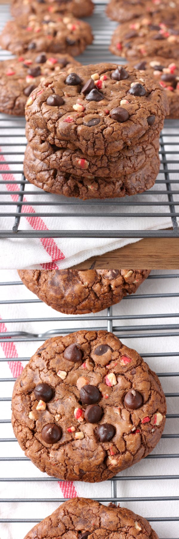 Giant Peppermint Chocolate Fudge Cookies