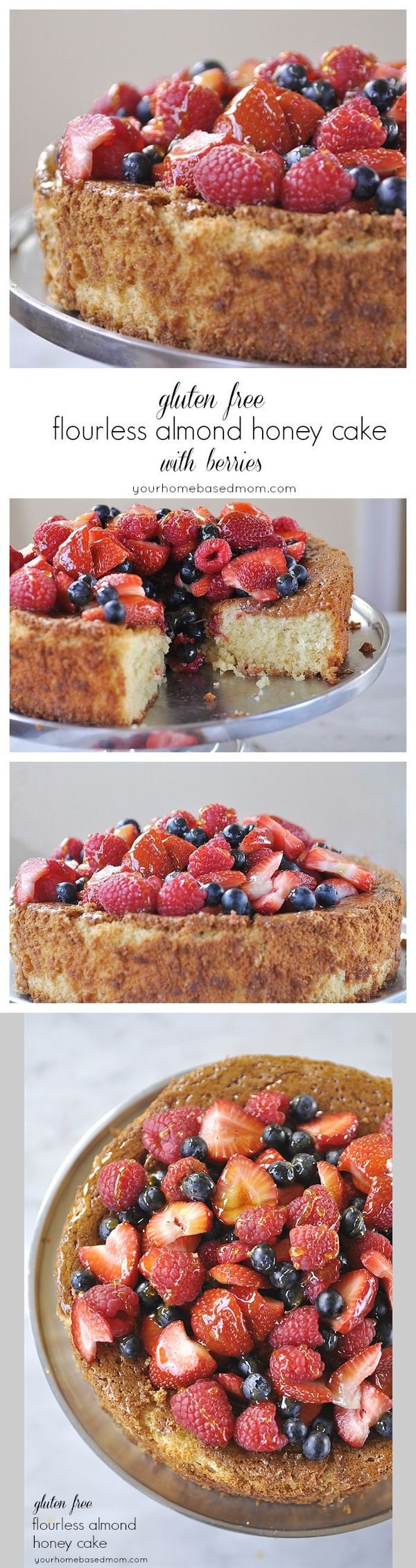 Gluten Free Flourless Almond Honey Cake with Berries