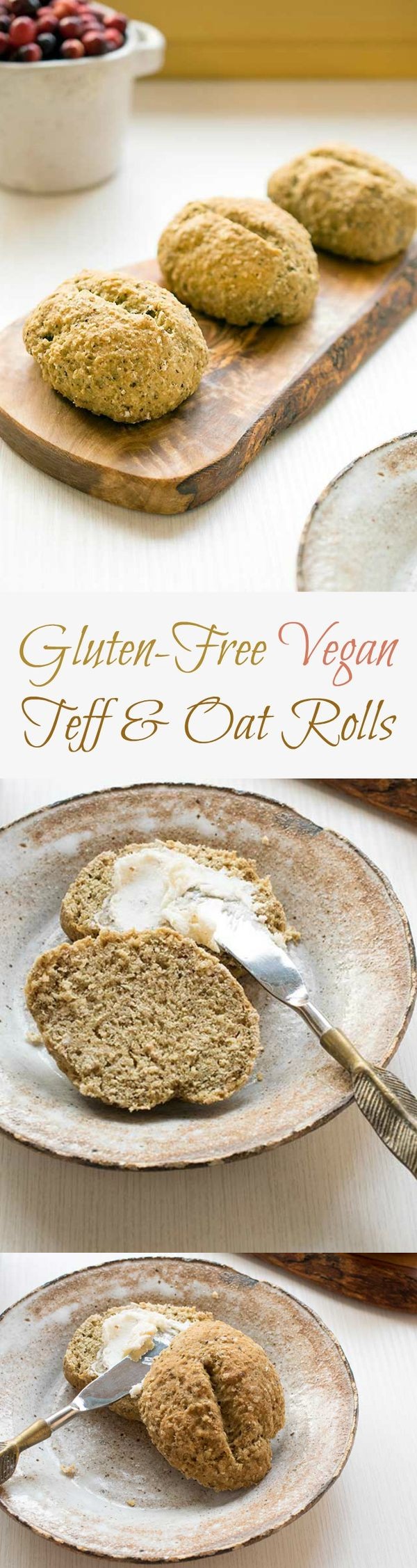 Gluten-free Vegan Teff Oat Rolls