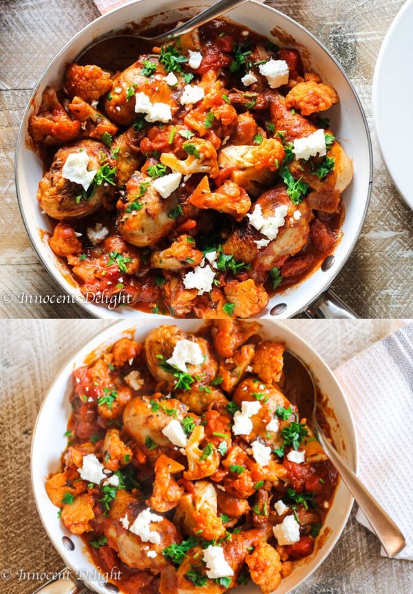 Greek Chicken with Tomatoes, Cauliflower and Feta