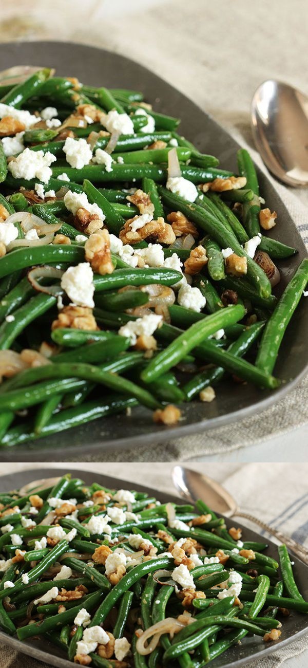 Green Beans with Goat Cheese, Shallots and Walnuts