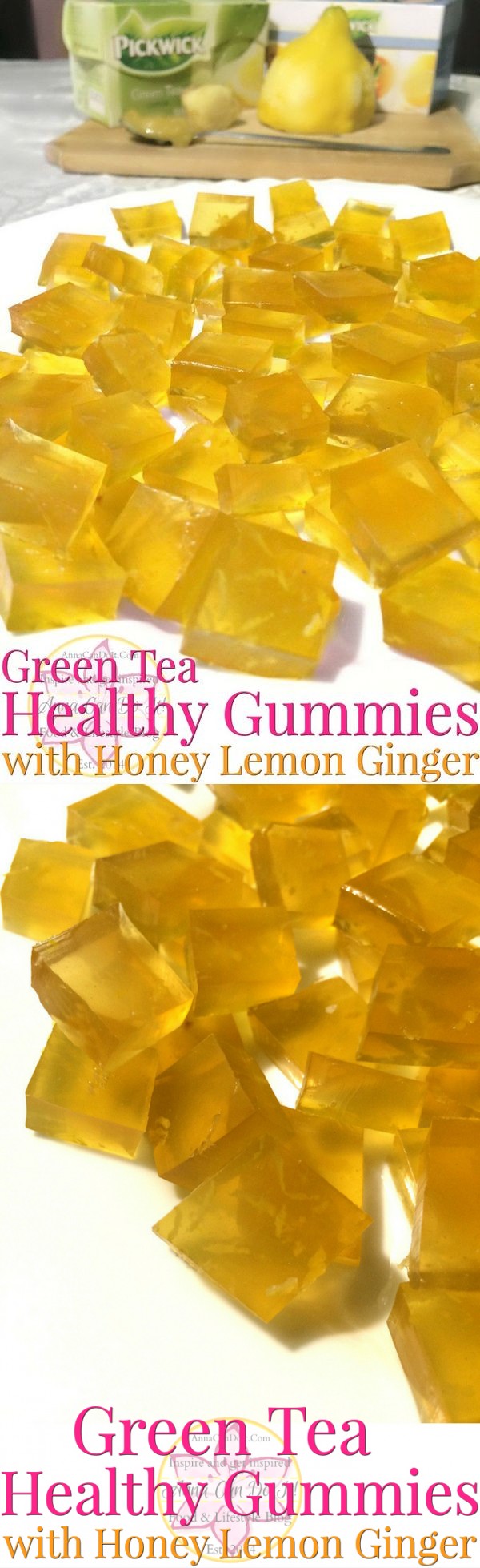 Green Tea Healthy Gummies with Honey Lemon Ginger