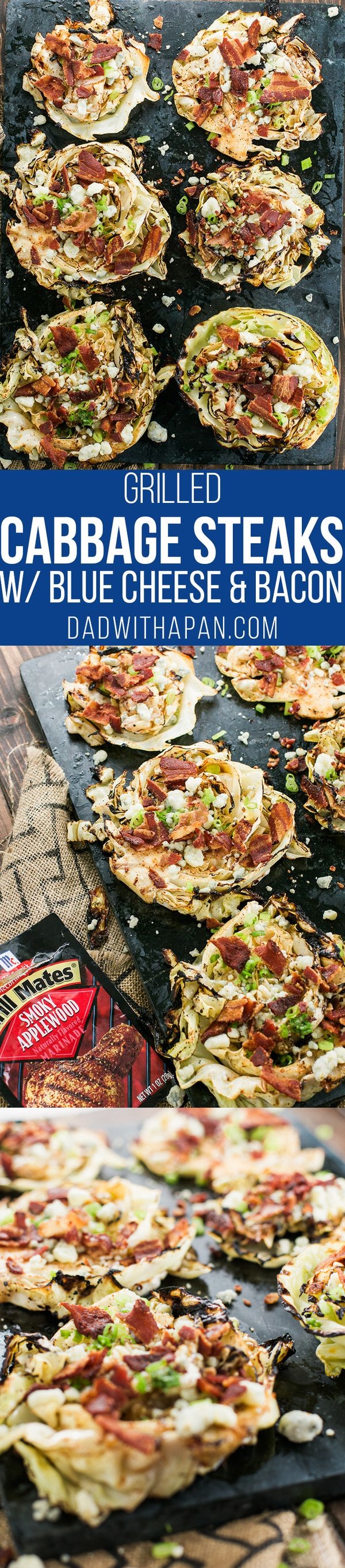 Grilled Cabbage Steaks With Bacon & Blue Cheese