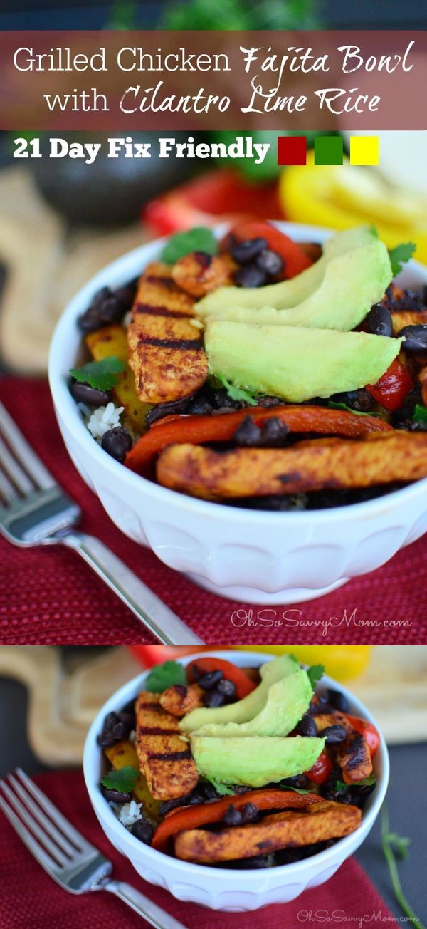 Grilled Chicken Fajita Bowls with Cilantro Lime Rice