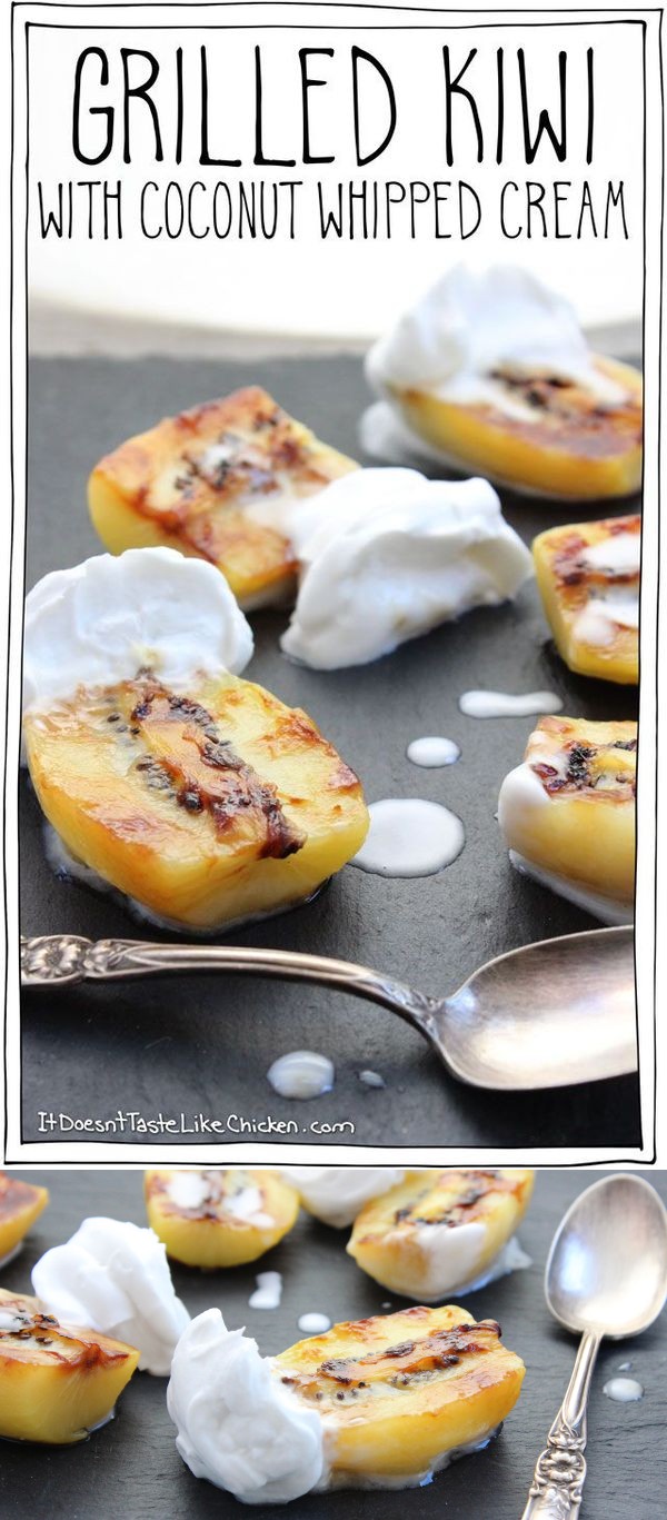 Grilled Kiwi with Coconut Whipped Cream