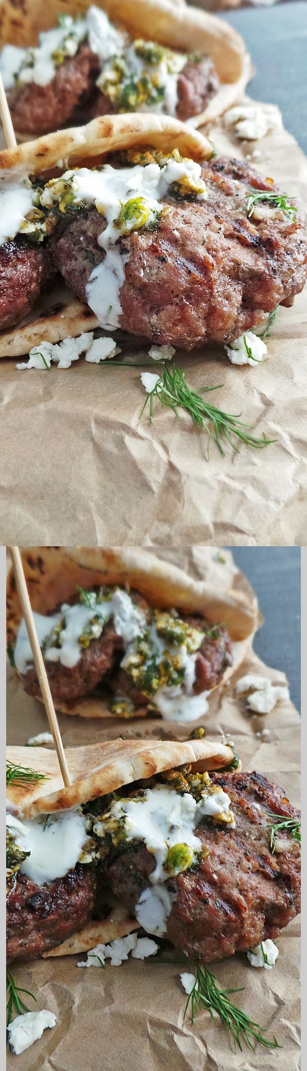 Grilled Lamb Pitas w. Pistachio & Mint Pesto