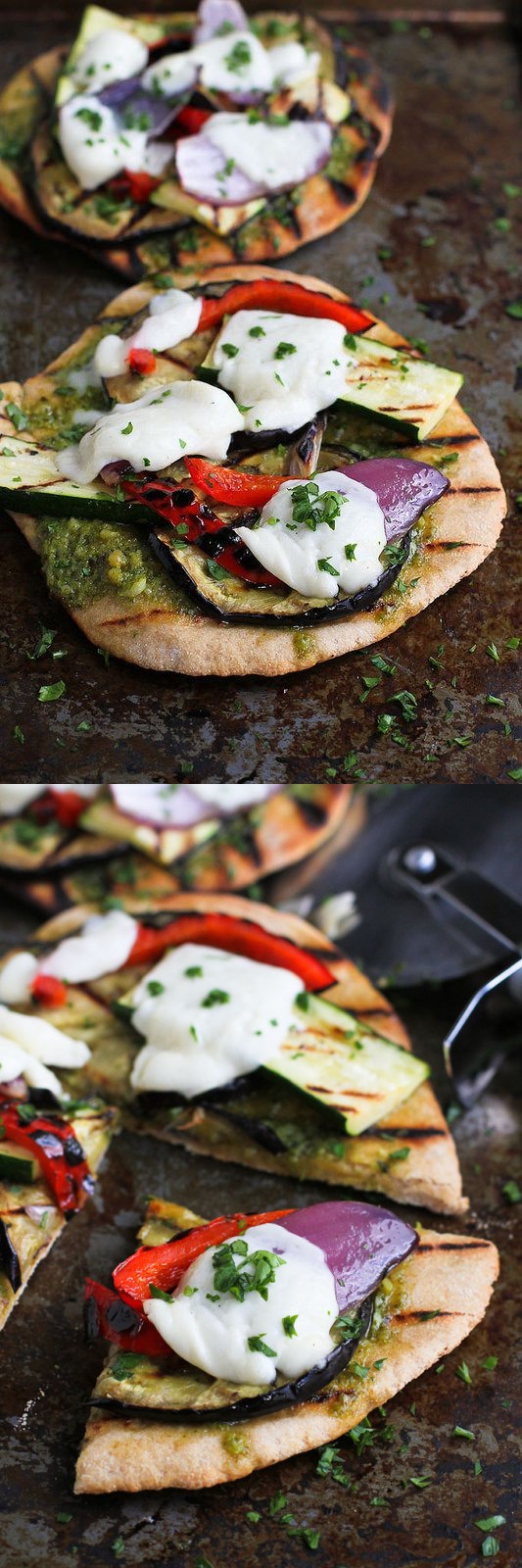 Grilled Pesto Vegetable Pizza