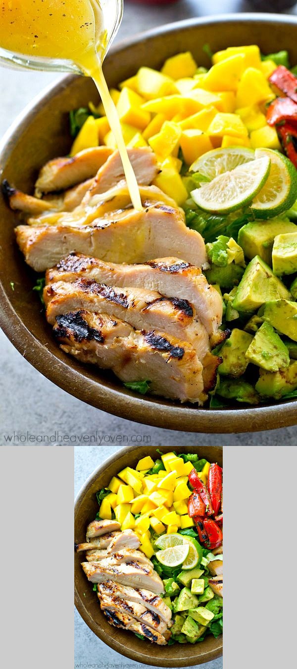 Hawaiian Grilled Chicken Mango Salad Citrus Vinaigrette