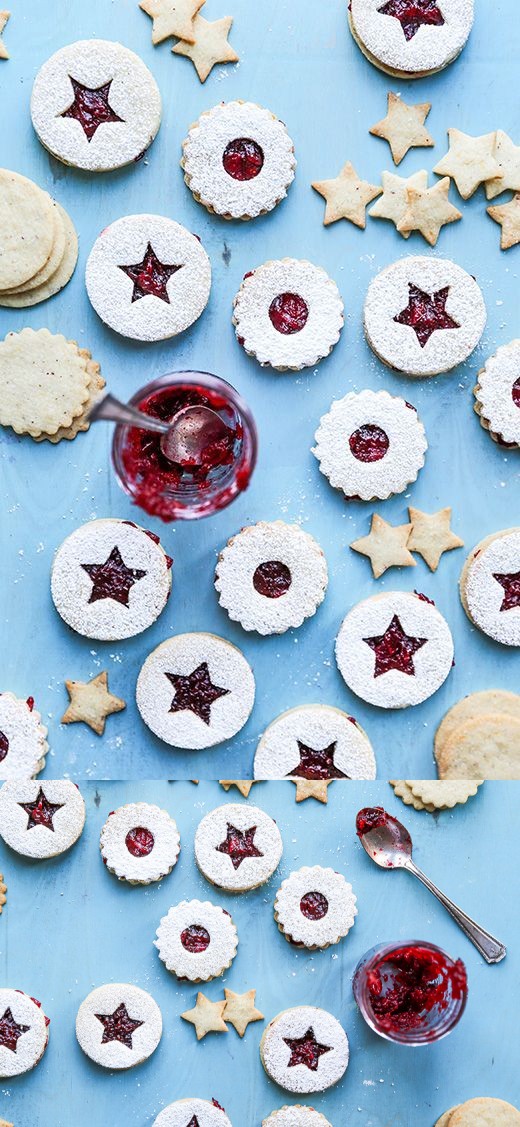 Hazelnut Linzer Cookies with Vanilla-Cranberry Jam