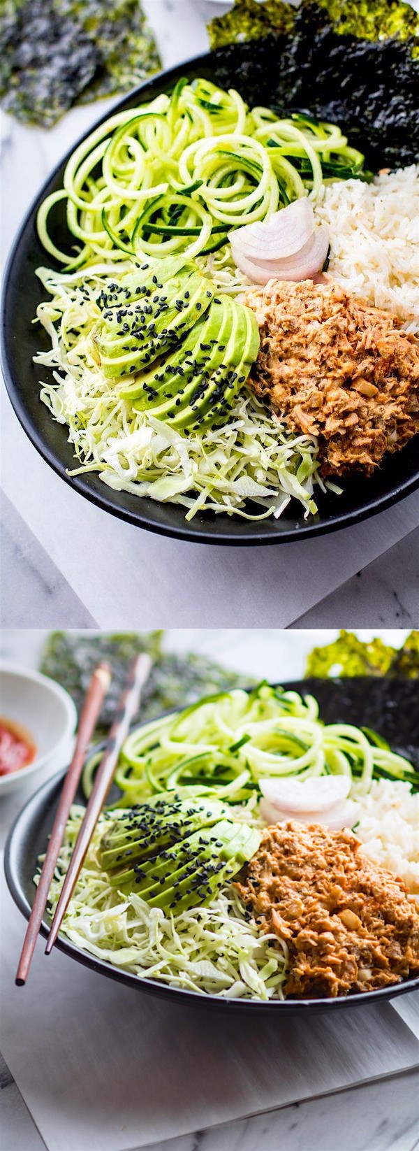 Healthy Avocado Tuna Salad Sushi Bowls (Gluten Free, Low Mercury