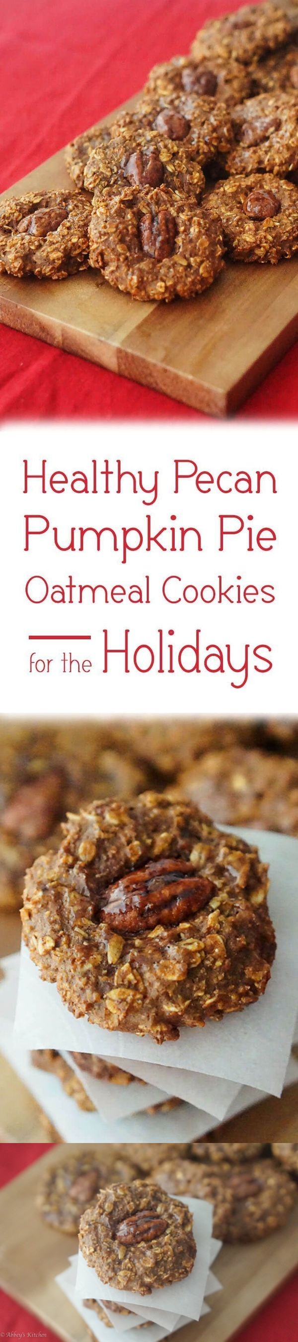 Healthy Pecan Pumpkin Pie Oatmeal Cookies for the Holidays