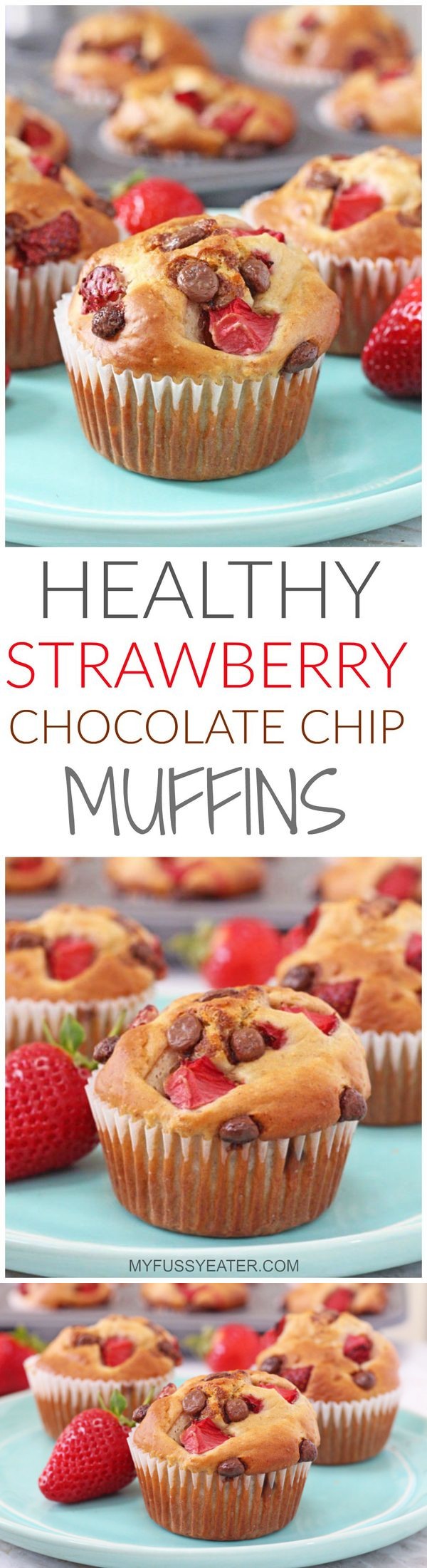 Healthy Strawberry & Chocolate Chip Blender Muffins