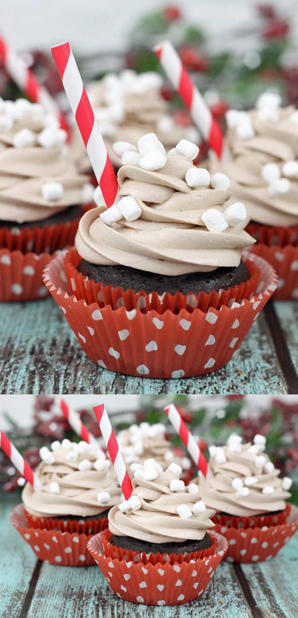 Hot Cocoa Cupcakes With Marshmallow Cream Icing