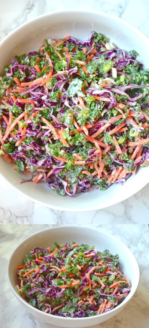 Kale Slaw with Creamy Greek Yogurt Dressing