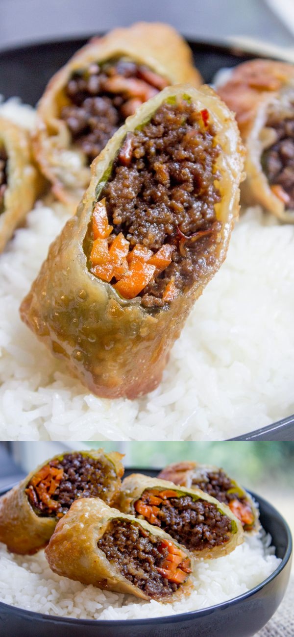 Korean Ground Beef Egg Rolls