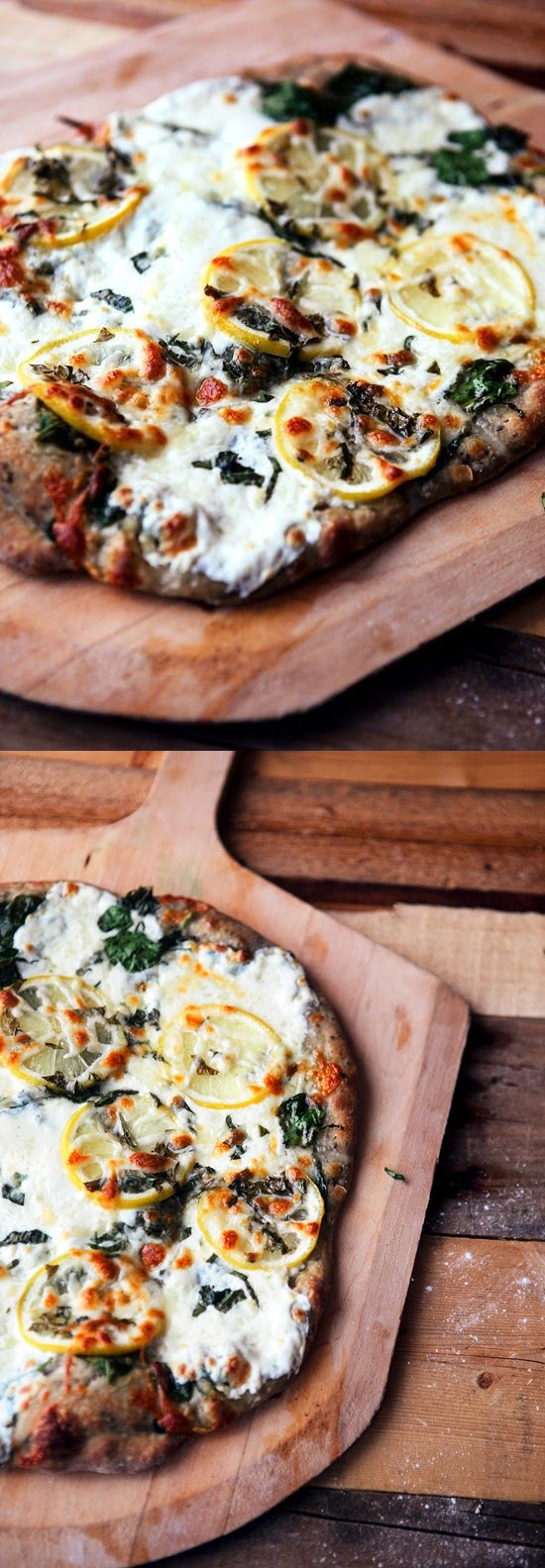 Lemon Basil Pizza with Spinach and Mozzarella