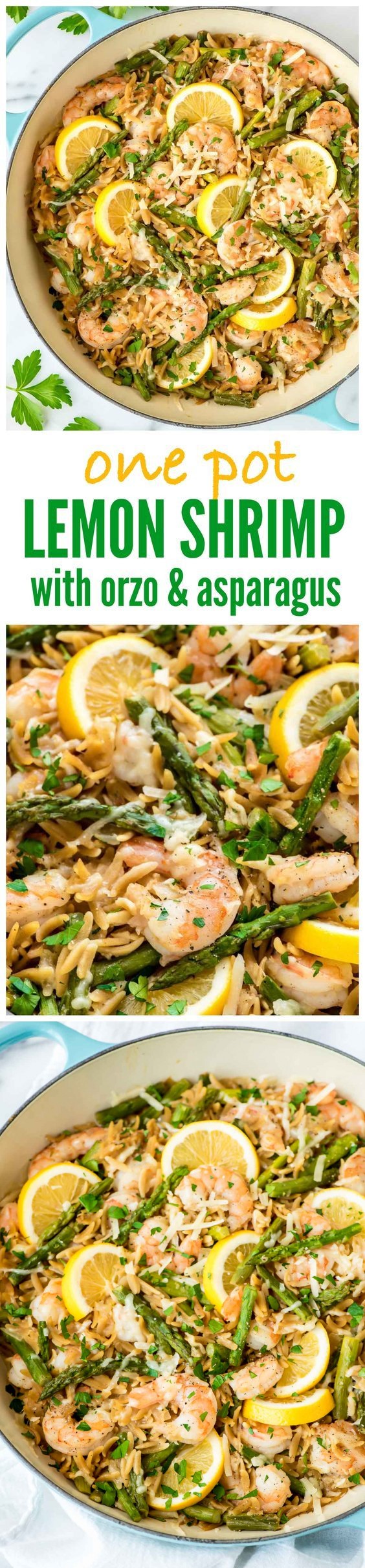 Lemon Shrimp Pasta with Orzo and Asparagus