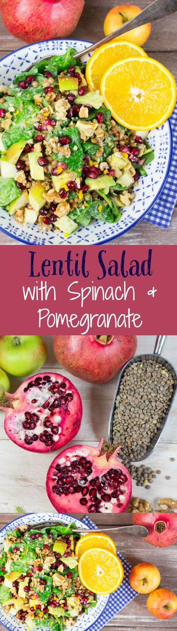 Lentil Salad with Spinach and Pomegranate