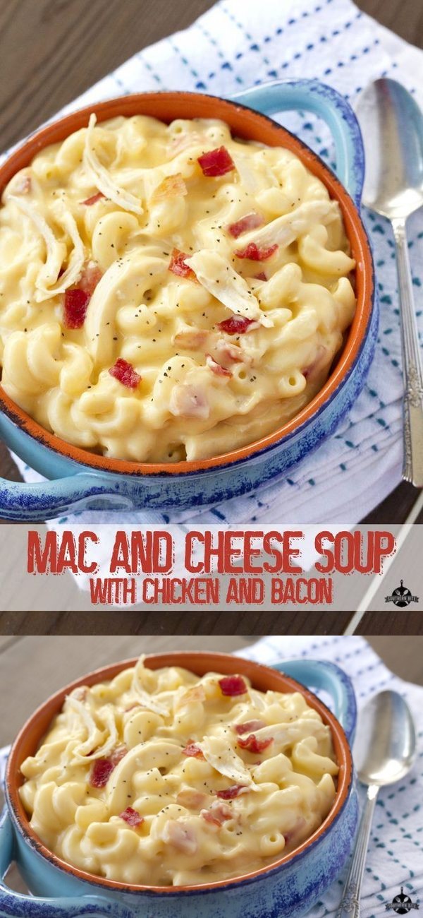 Mac and Cheese Soup with Chicken and Bacon