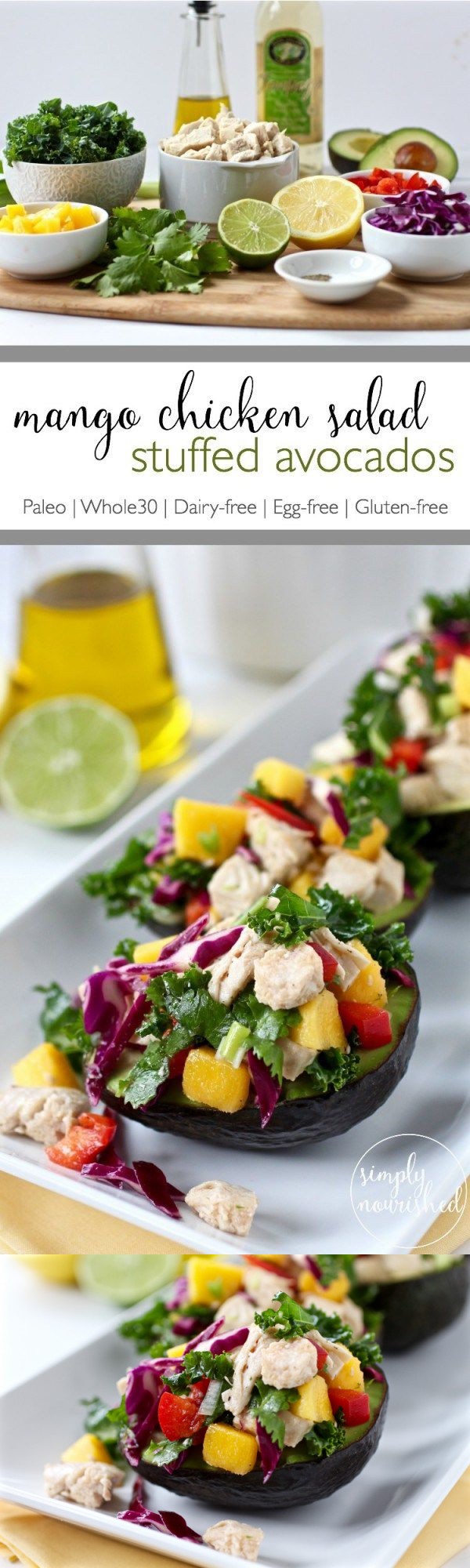 Mango Chicken Salad Stuffed Avocados