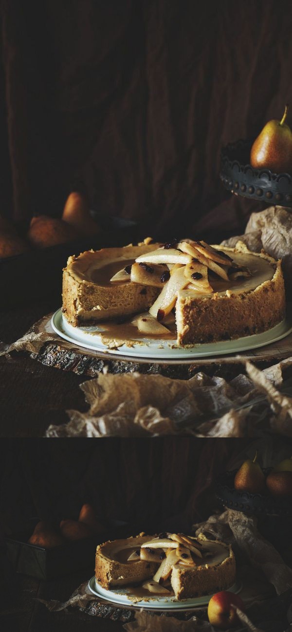 Maple Cheesecake with Cinnamon Pear Topping