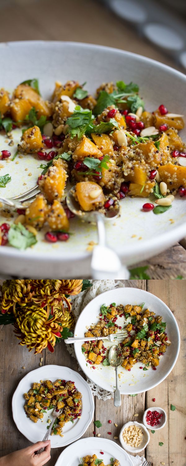 Marinated Pumpkin Quinoa and Pomegranate Autumn Salad