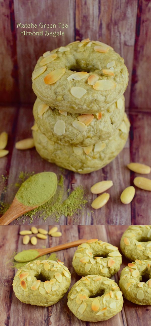 Matcha Green Tea Almond Bagels