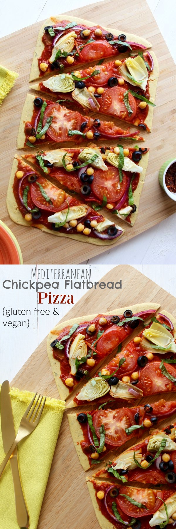 Mediterranean Chickpea Flatbread Pizza (Gluten Free