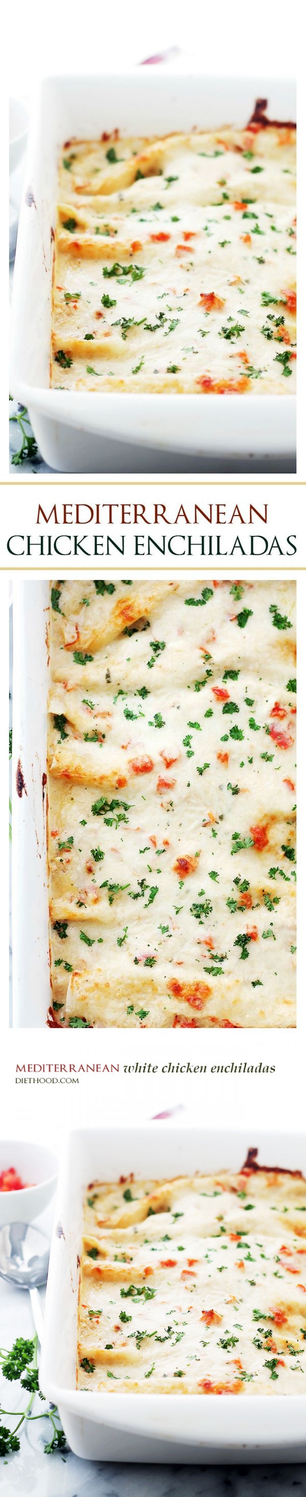 Mediterranean White Chicken Enchiladas