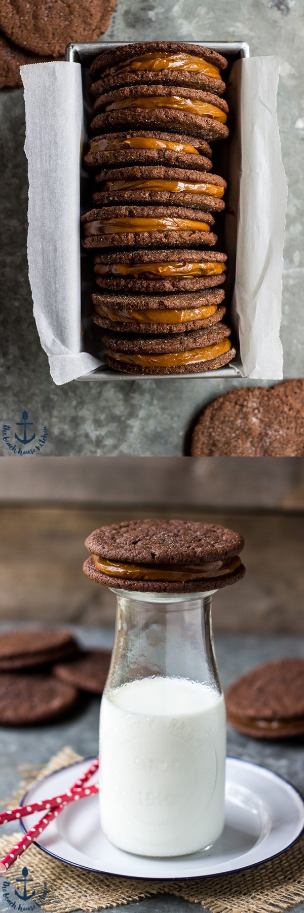 Mexican Chocolate Sandwich Cookies with Dulce de Leche Filling