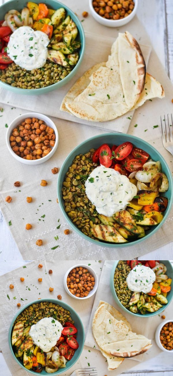 Middle Eastern Grilled Vegetable & Lentil Bowl By Apples and Sparkle