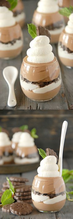 Mint Chocolate Mousse Cookies & Cream Parfaits