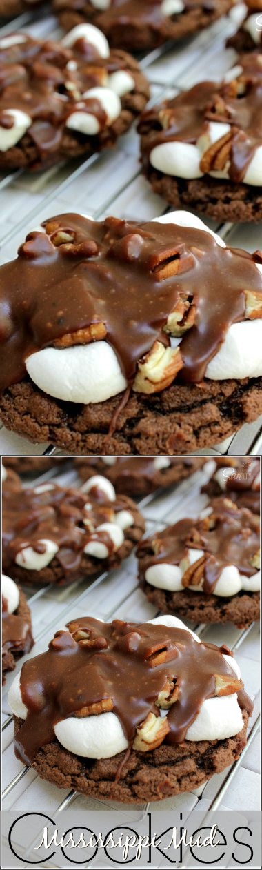 Mississippi Mud Cookies |Rich gooey chocolate pecan cookie