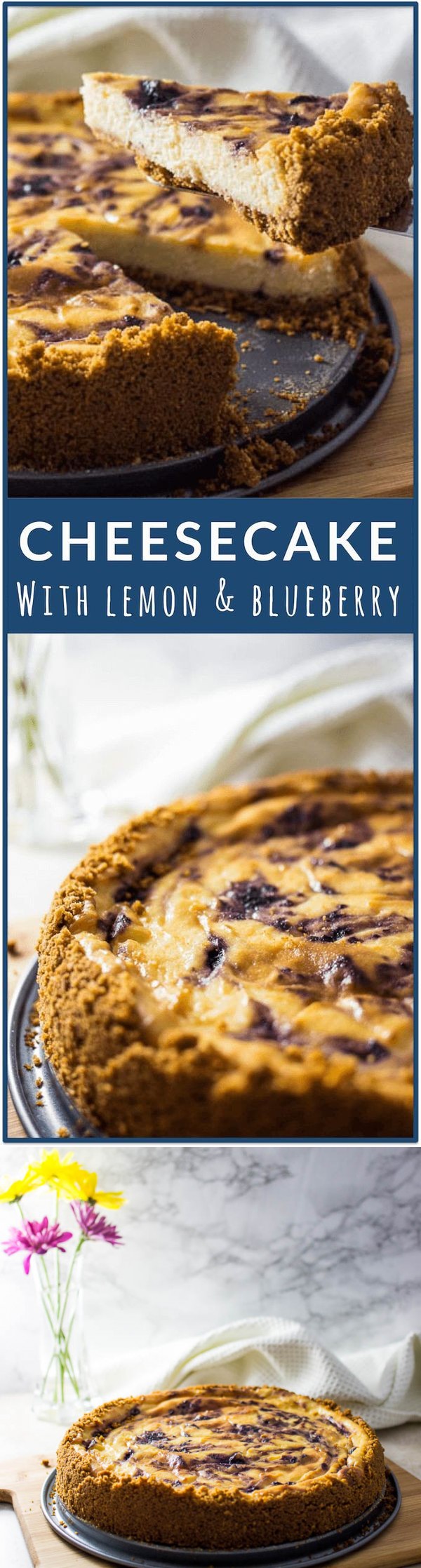 Mom’s classic cheesecake with lemon and blueberry