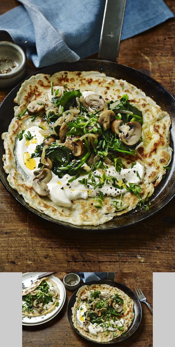 Mushroom and spinach pancakes