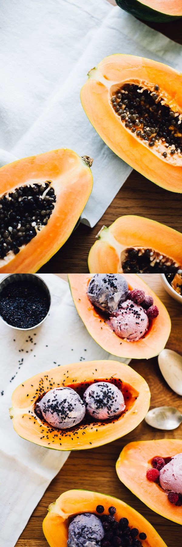 Nice Cream Papaya Boats (Vegan