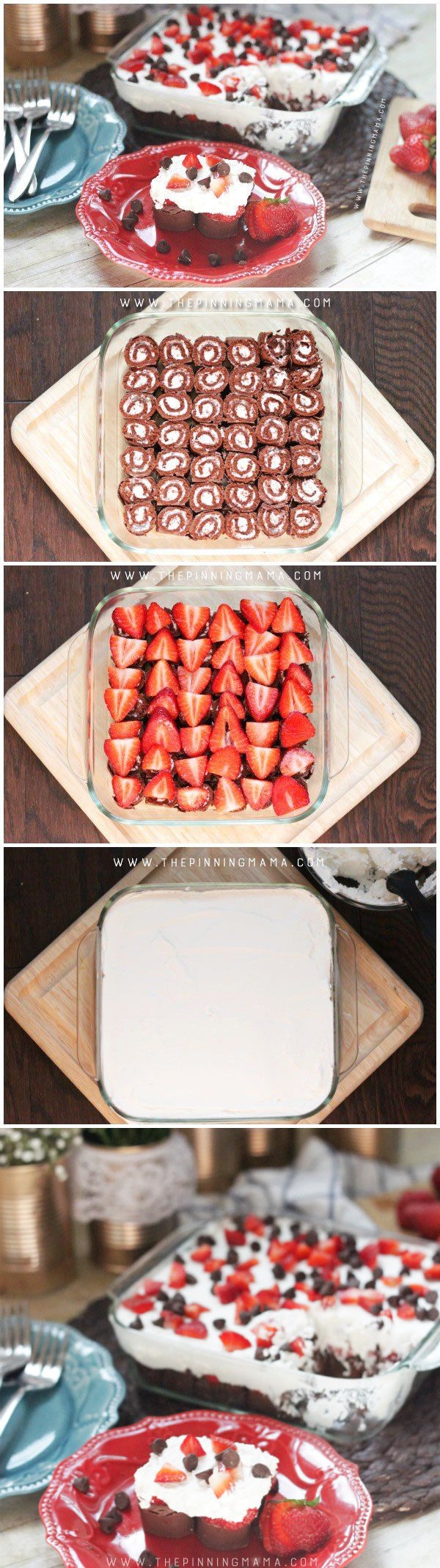 No Bake Strawberries & Cream Chocolate Cake