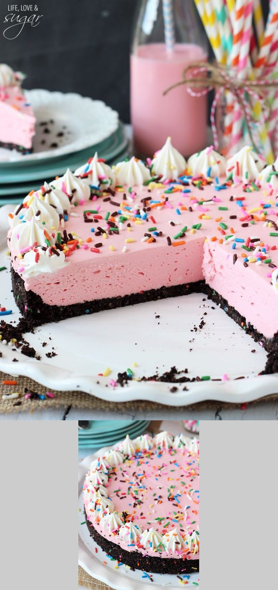 No Bake Strawberry Milkshake Cheesecake