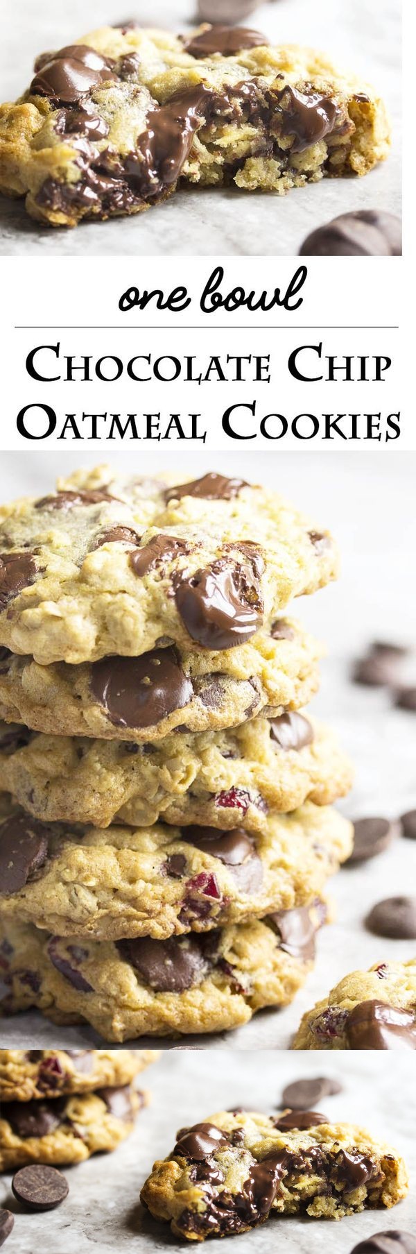 One Bowl Chocolate Chip Cherry Oatmeal Cookies