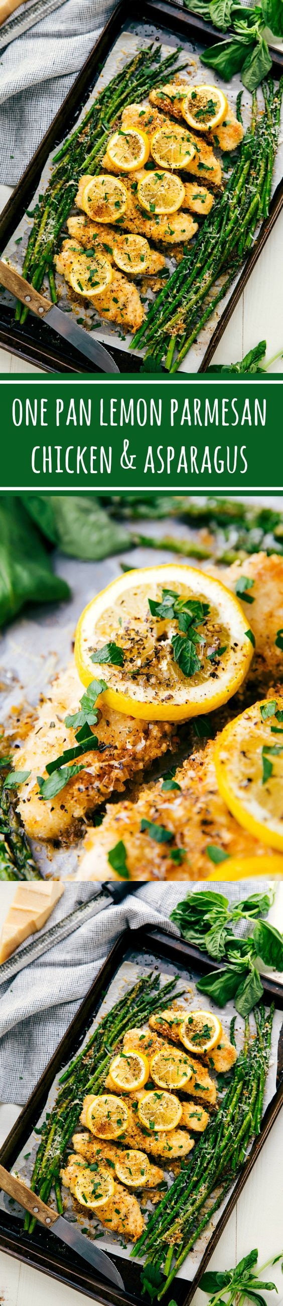 One Pan Lemon Parmesan Chicken and Asparagus