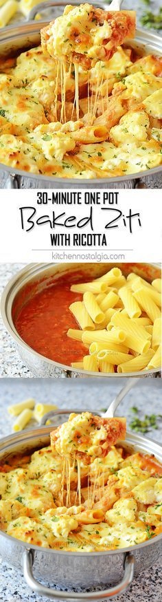 One Pot Baked Ziti with Ricotta