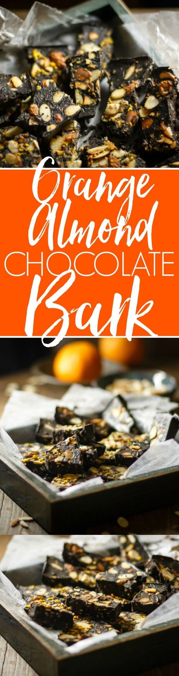 Orange Almond Coconut Oil Chocolate Bark