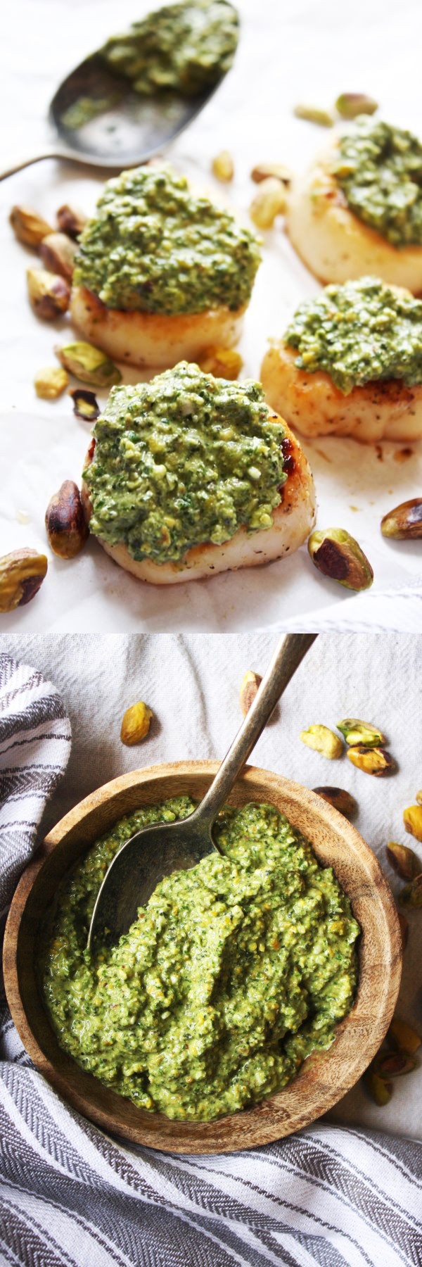 Pan Seared Scallops with Pistachio Pesto [21 Day Fix]