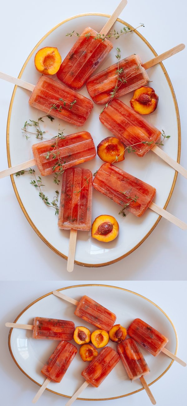 Peach, Honey and Thyme Lemonade Popsicles